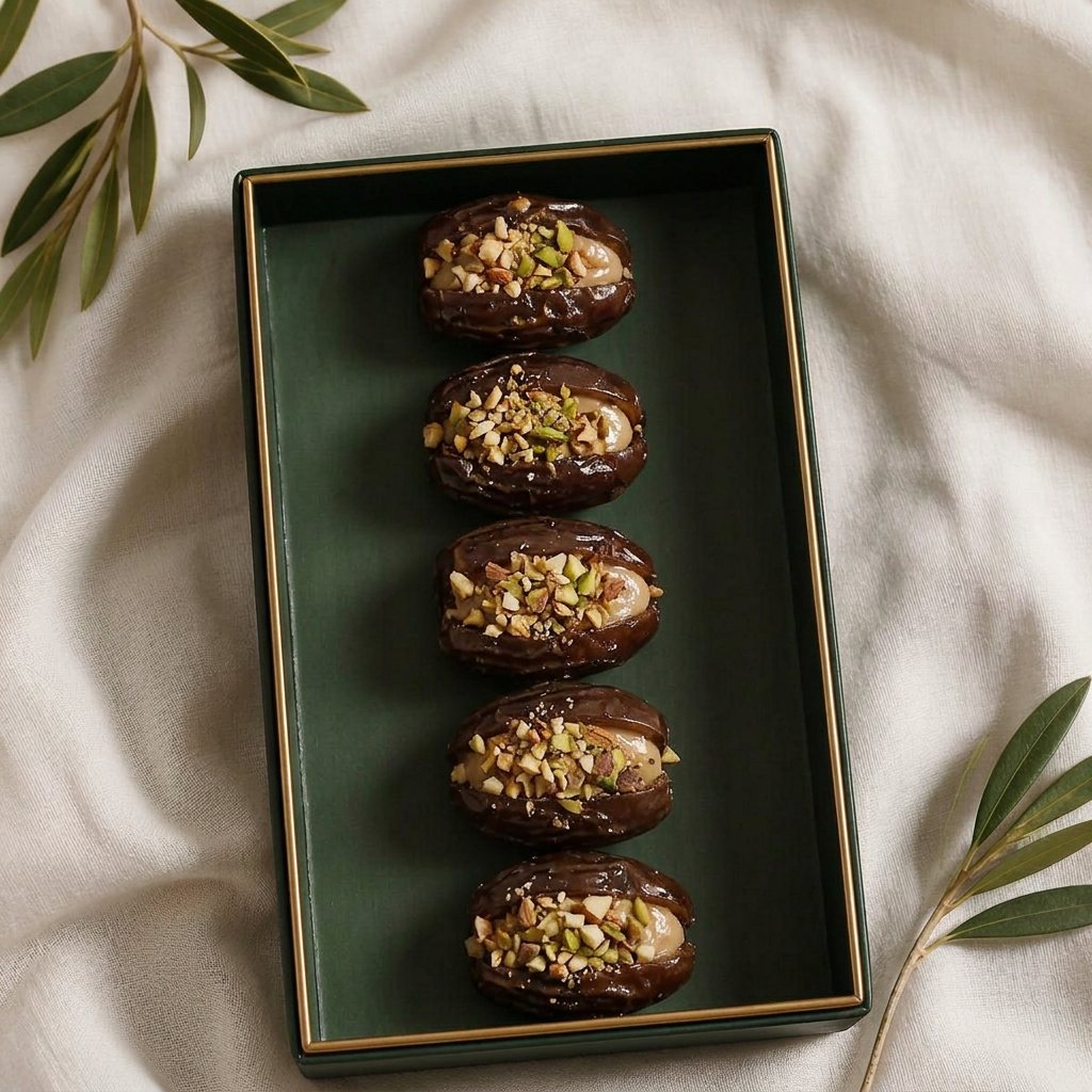 Tahini dates in a rectangular box
