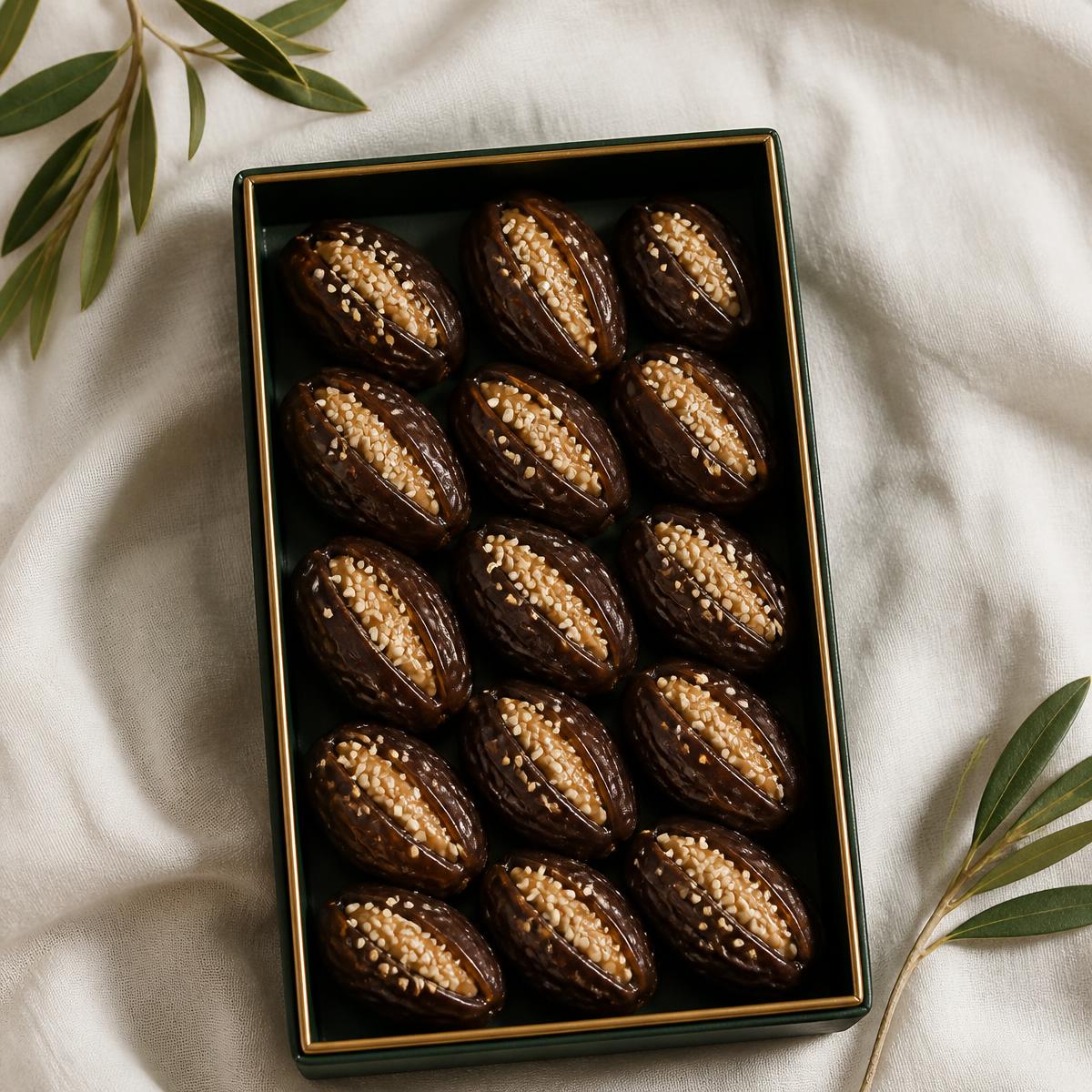 Tahini dates in a rectangular box